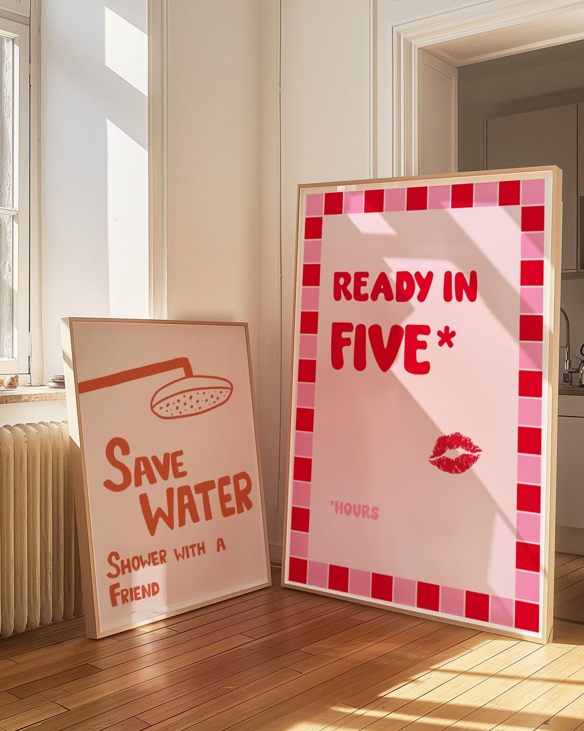 Save Water Shower with a Friend Poster Funny Orange Bathroom Decor - Image 2