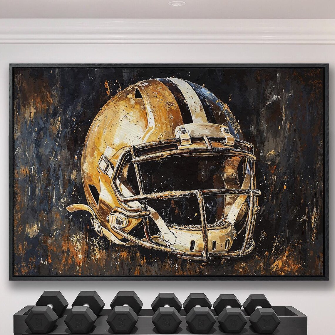 Sports Framed Canvas Wall Art Football Helmet Painting Print Masculine Decor Sporty Inspirational Posterready To Hang Gift
