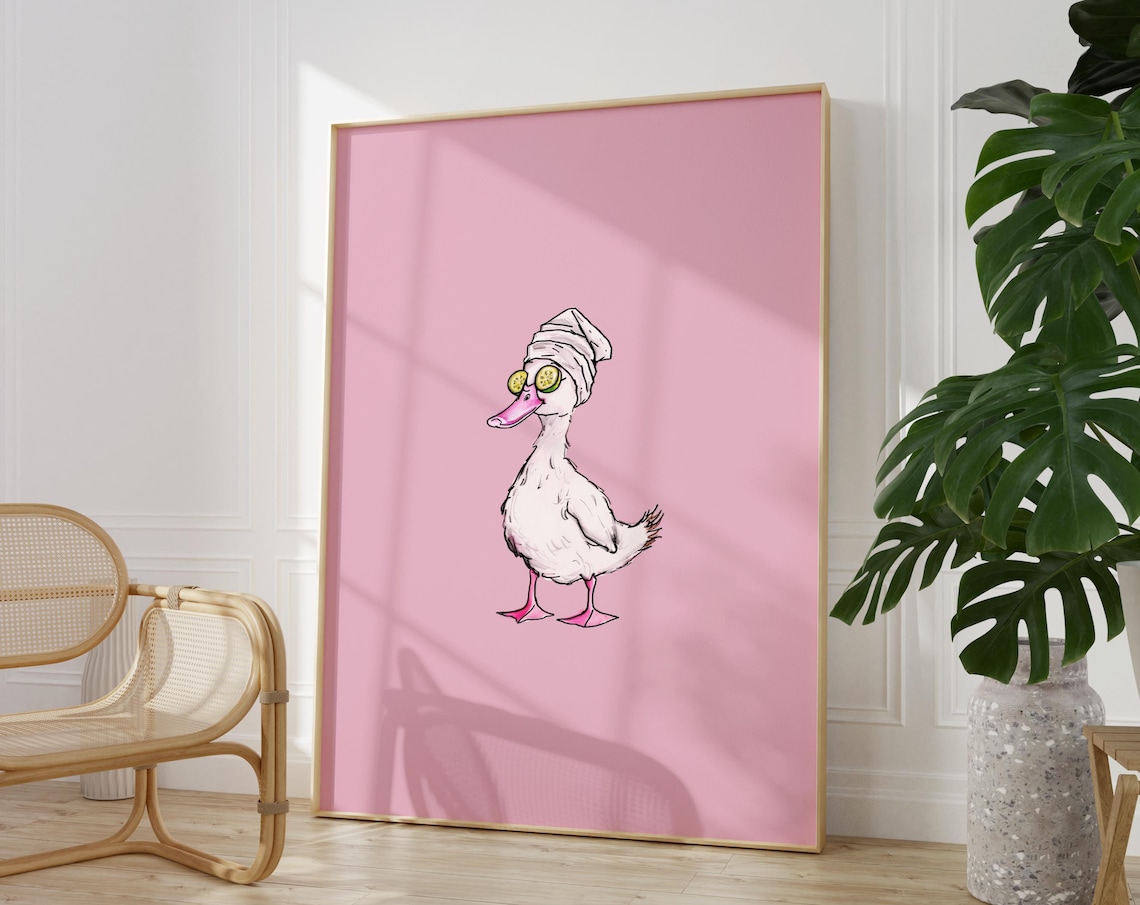 Duck In Towel Cucumber Eyes Cute Spa Day Art Print