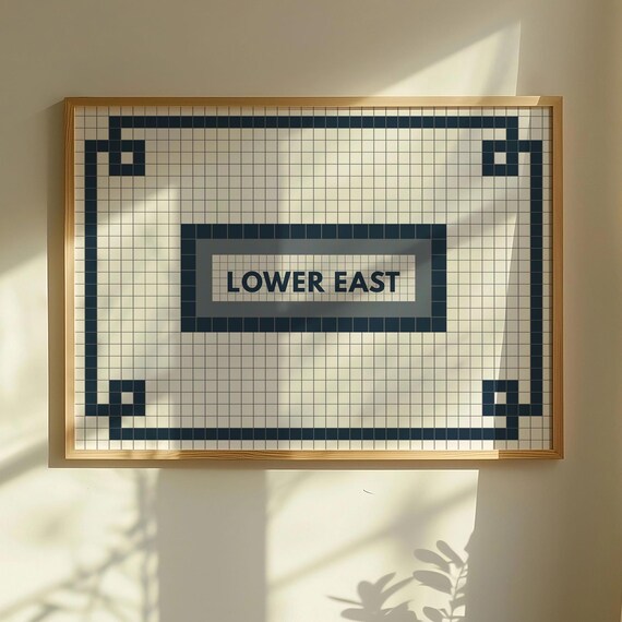 Lower East Side NYC Subway Tile Sign Navy Station Art Poster
