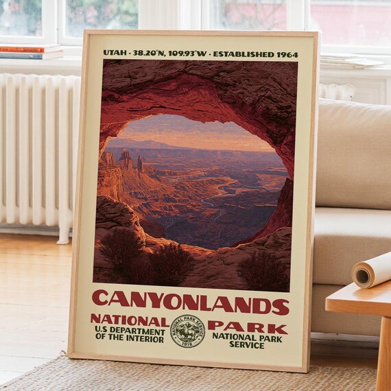Canyonlands National Park Utah Vintage 1964 Establishment Travel Poster