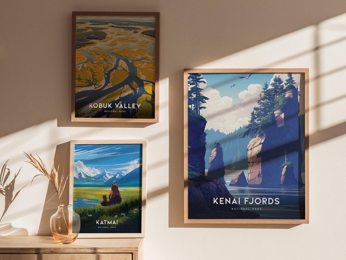 Kenai Fjords National Park Alaska Sea Cliffs Wildlife Poster - Image 4