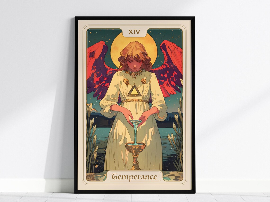 Temperance Tarot Card Print, Angelic Celestial Decor