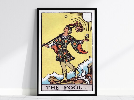 The Fool Tarot Card Major Arcana Vintage Rider Waite Style Poster