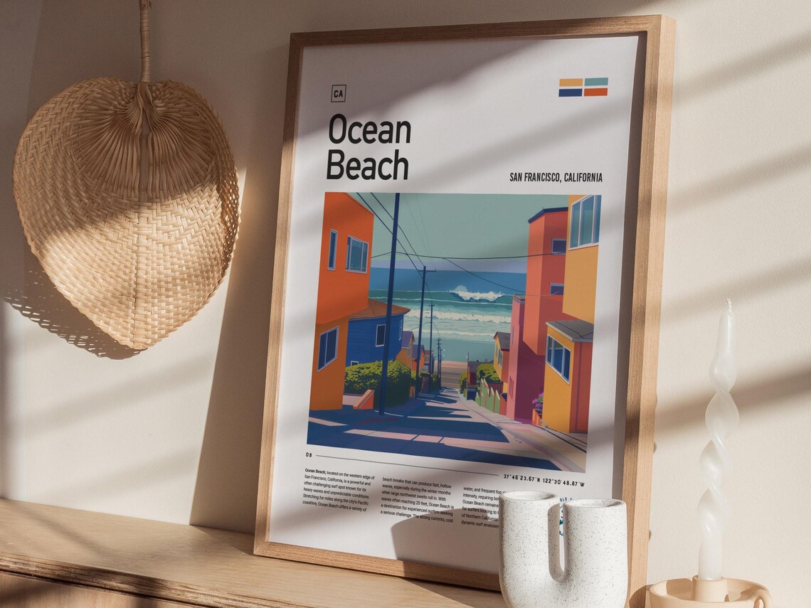 Ocean Beach Surf Spot, San Francisco Travel Poster - Image 2