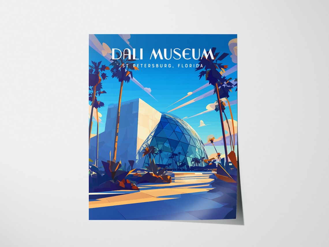 Dali Museum St Petersburg Florida Travel Poster Modern Glass Dome