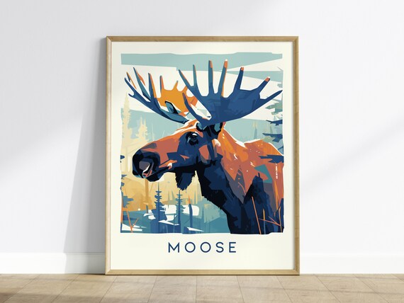 Moose Art Print Minimalist Wildlife Poster North Big Game