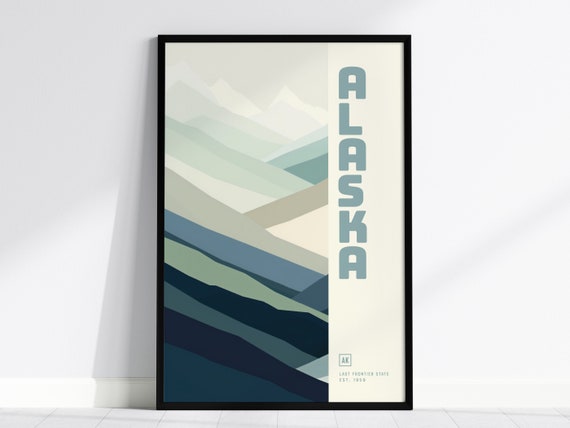 Alaska Minimalist Framed Print Abstract Mountain Landscape Art