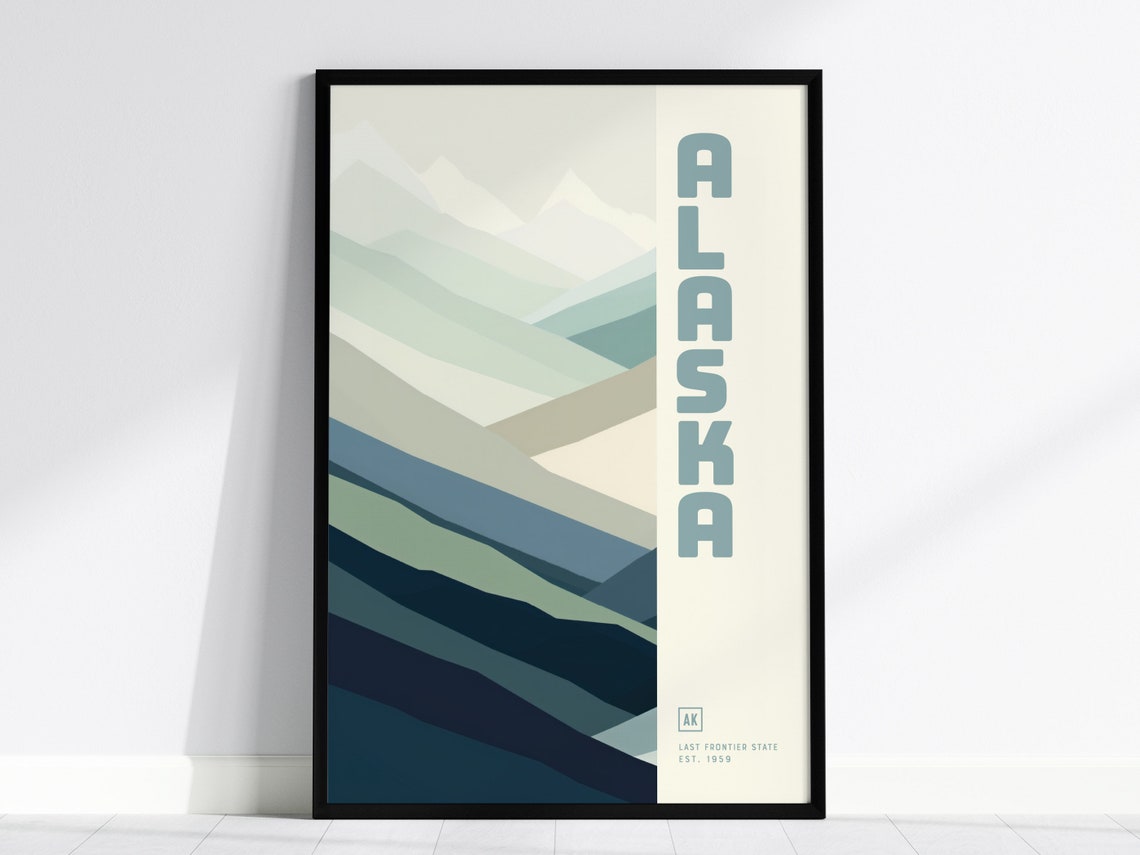 Alaska Minimalist Framed Print Abstract Mountain Landscape Art