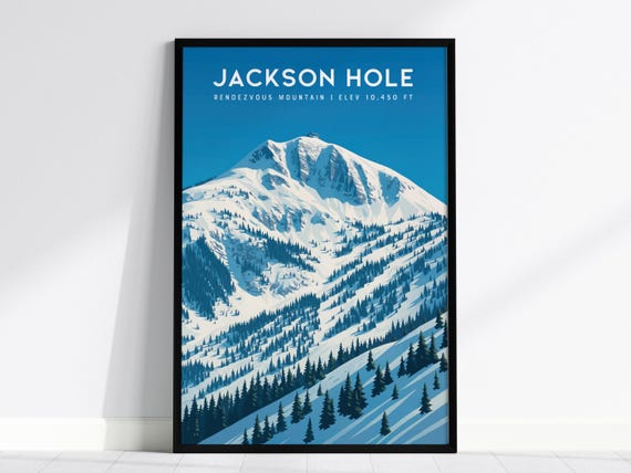 Jackson Hole Ski Print Rendezvous Mountain Wyoming Art