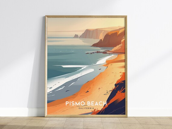 Pismo Beach California Sunset Cliffs Golden Coast Surf Poster
