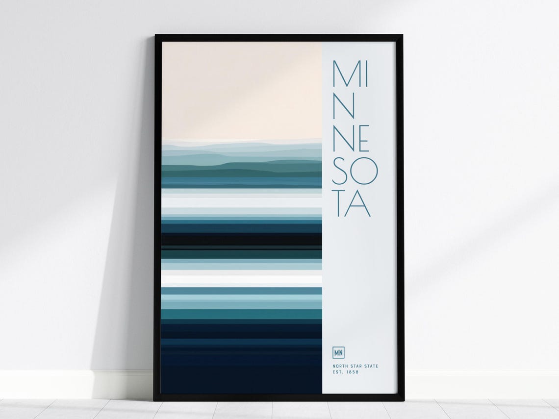 Minnesota Minimalist Framed Print Modern Abstract Wall Art