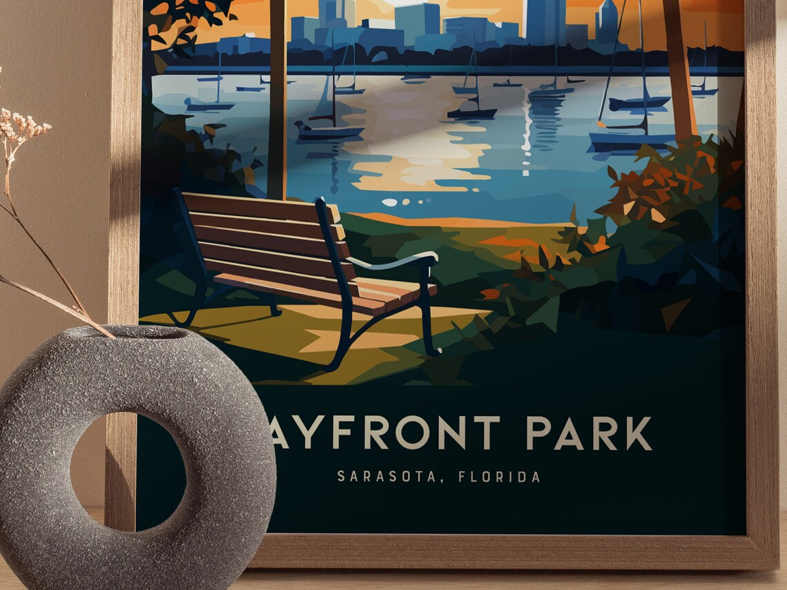 Bayfront Park Sarasota Bay Travel Poster, Florida - Image 3