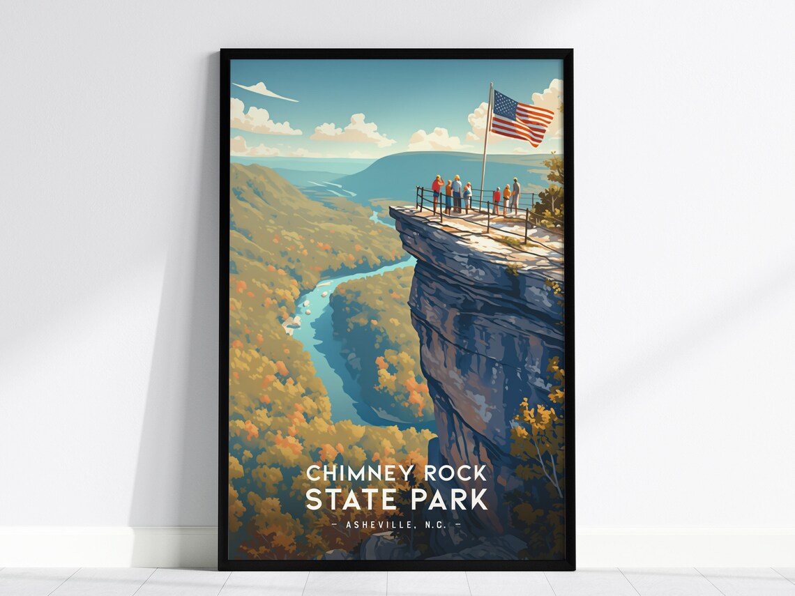 Chimney Rock State Park Asheville NC Travel Poster