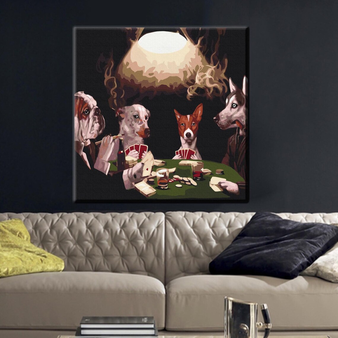 Dogs Playing Poker Card Game Humorous Animal Painting Art Poster