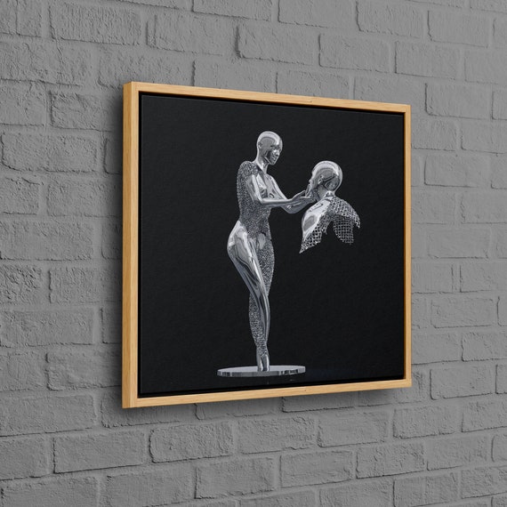 An Outstretched Hand Metallic Printed Silver Wall Decor Contemporary Art Abstract Canvas Trendy Modern