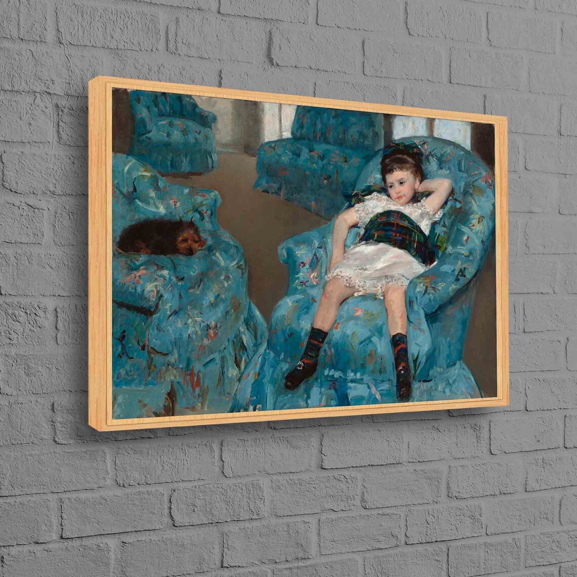 Mary Cassatt Girl Portrait, Blue Vintage Art Print