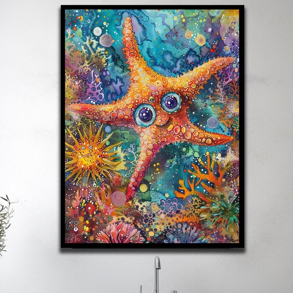Starfish Decor Funny Bathroom Art Nursery Decor Ocean Prints Unique Gifts Wall Art Beach Decor Sea Print Minimalist Decor