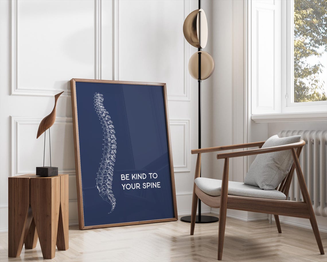 Be Kind To Your Spine Navy Blue Anatomy Chiropractor Wall Art - Image 3