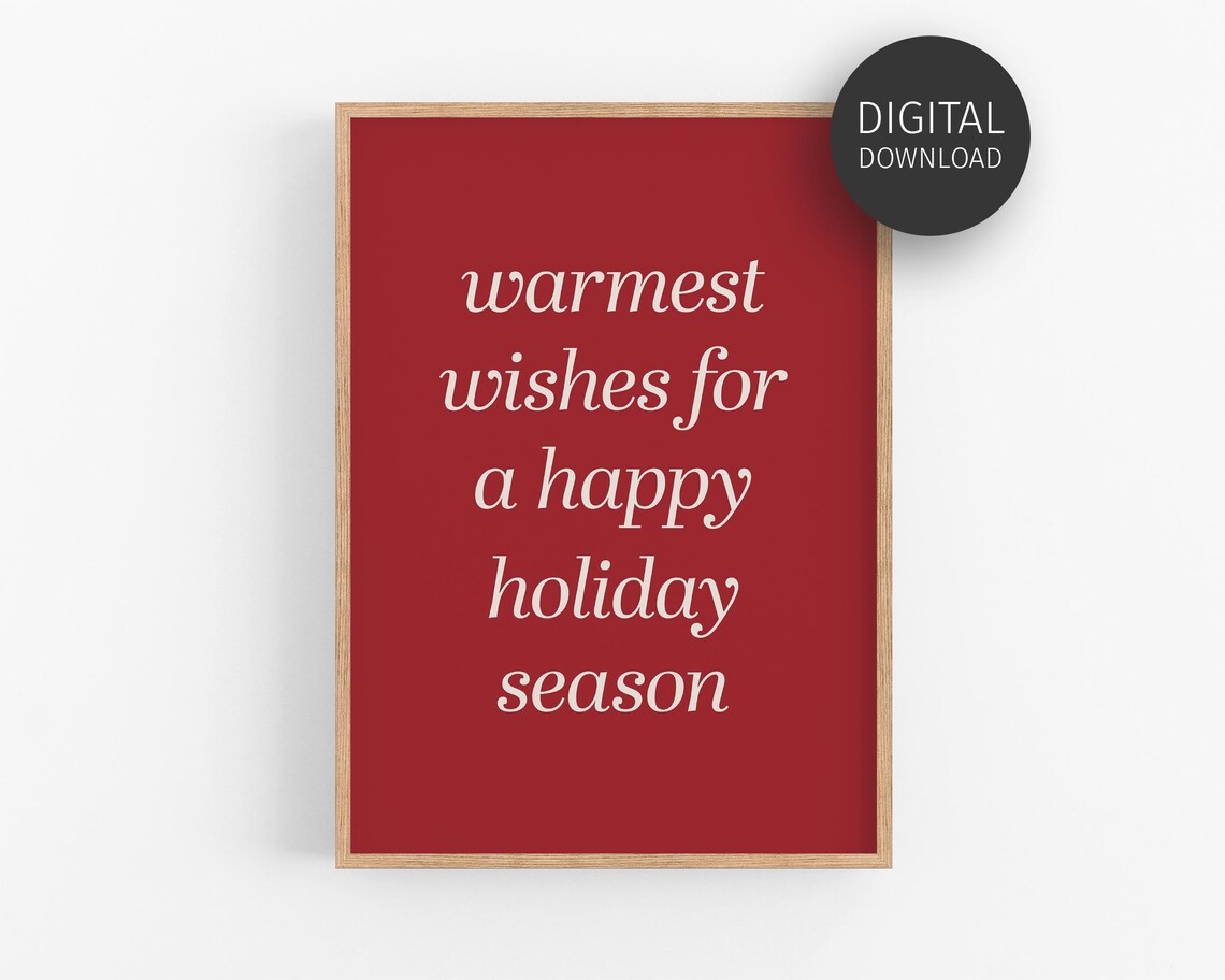 Warmest Wishes For A Happy Holiday Season Red Christmas Quote Poster