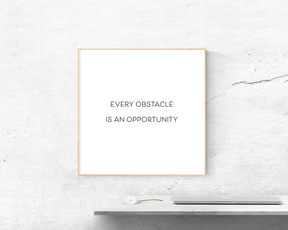 Every Obstacle Is An Opportunity Minimalist Motivational Quote Poster - Image 3