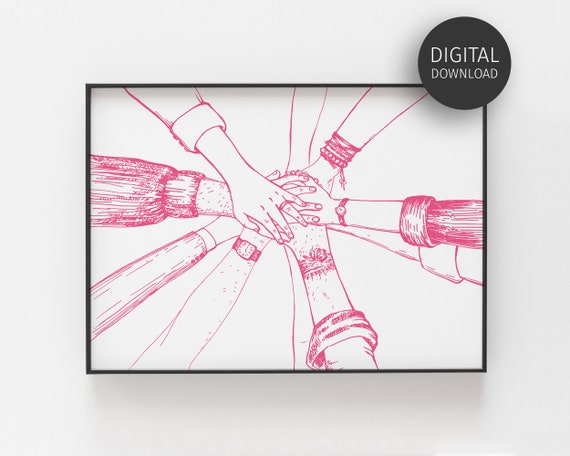 Pink Office Decor Teamwork Quote Art Print