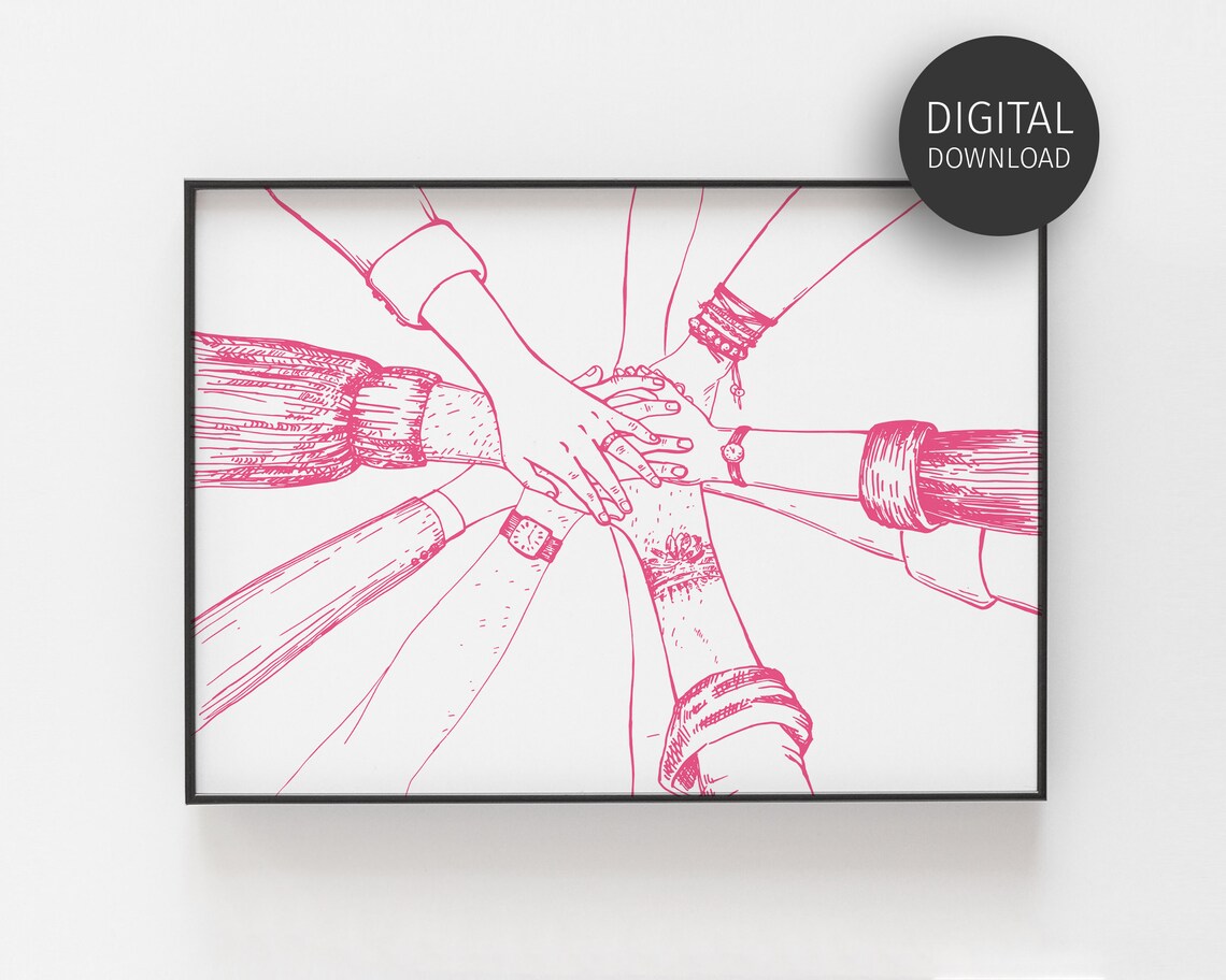 Pink Office Decor Teamwork Quote Art Print