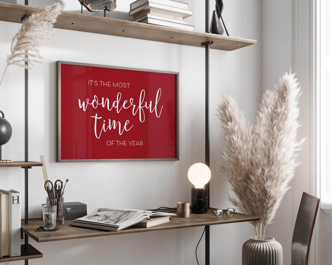 Its The Most Wonderful Time Of The Year Red Christmas Script Poster - Image 3