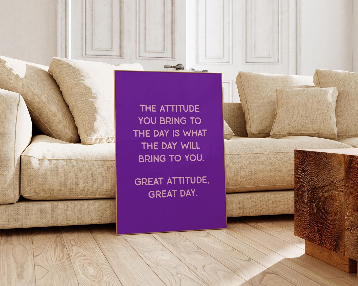 Great Attitude Great Day Purple Minimal Motivational Quote Poster - Image 3