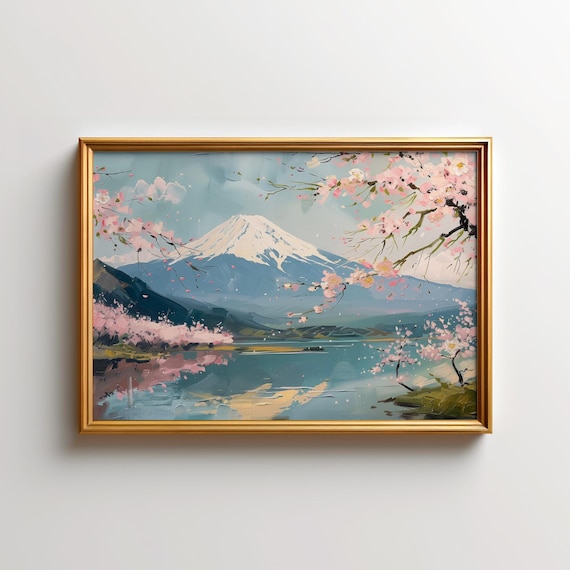 Cherry Blossoms Mt Fuji Japan Spring Landscape Art Print
