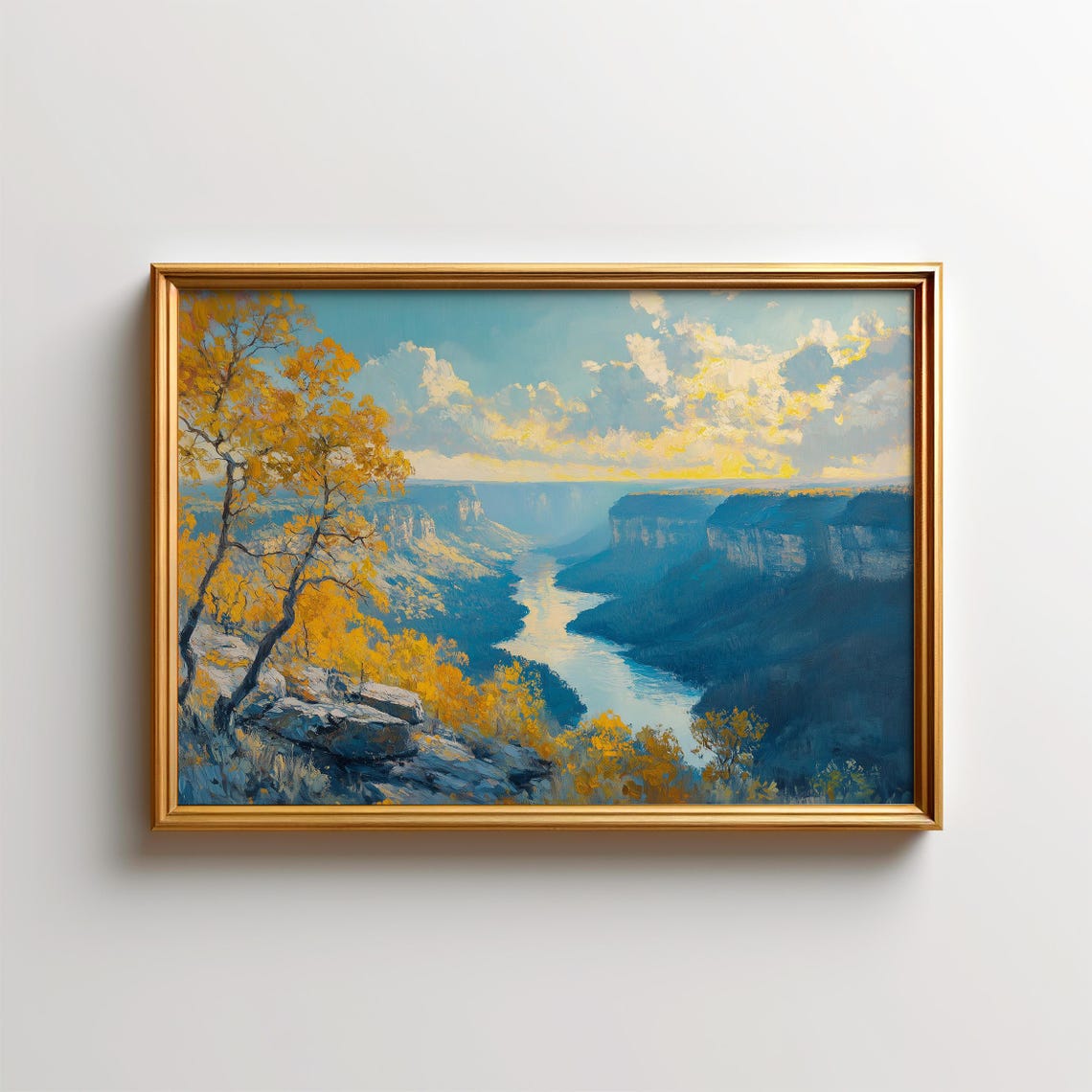 Little River Canyon Autumn River Golden Foliage Landscape Poster