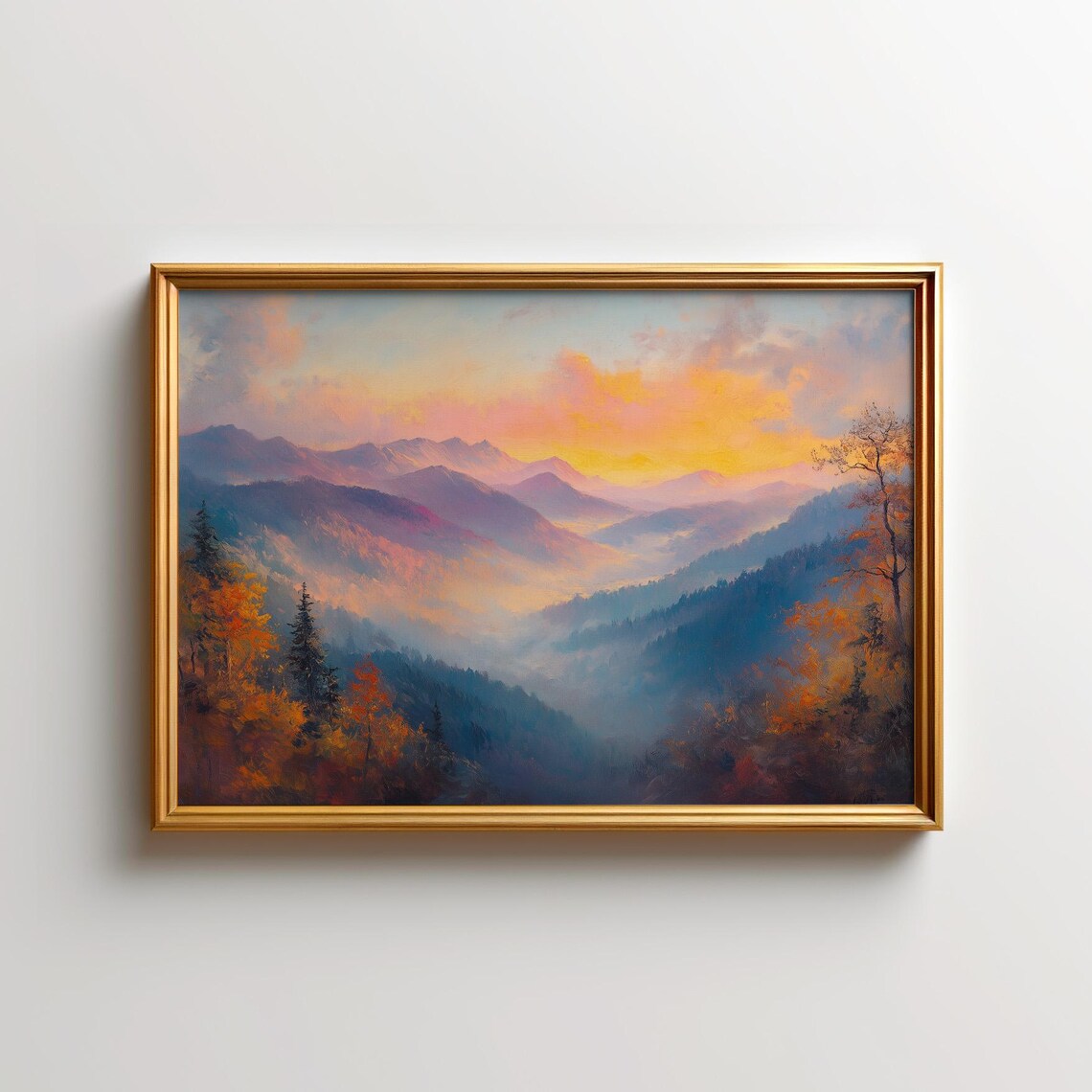 Great Smoky Mountains Sunrise, Blue Ridge Landscape Art Print