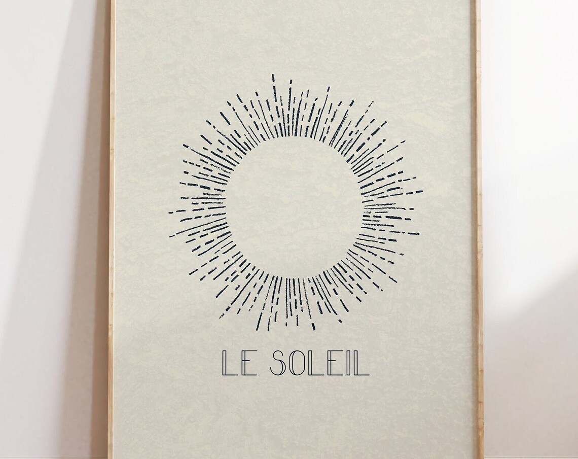 Le Soleil Hand Drawn Sunburst French Minimalist Decor Poster