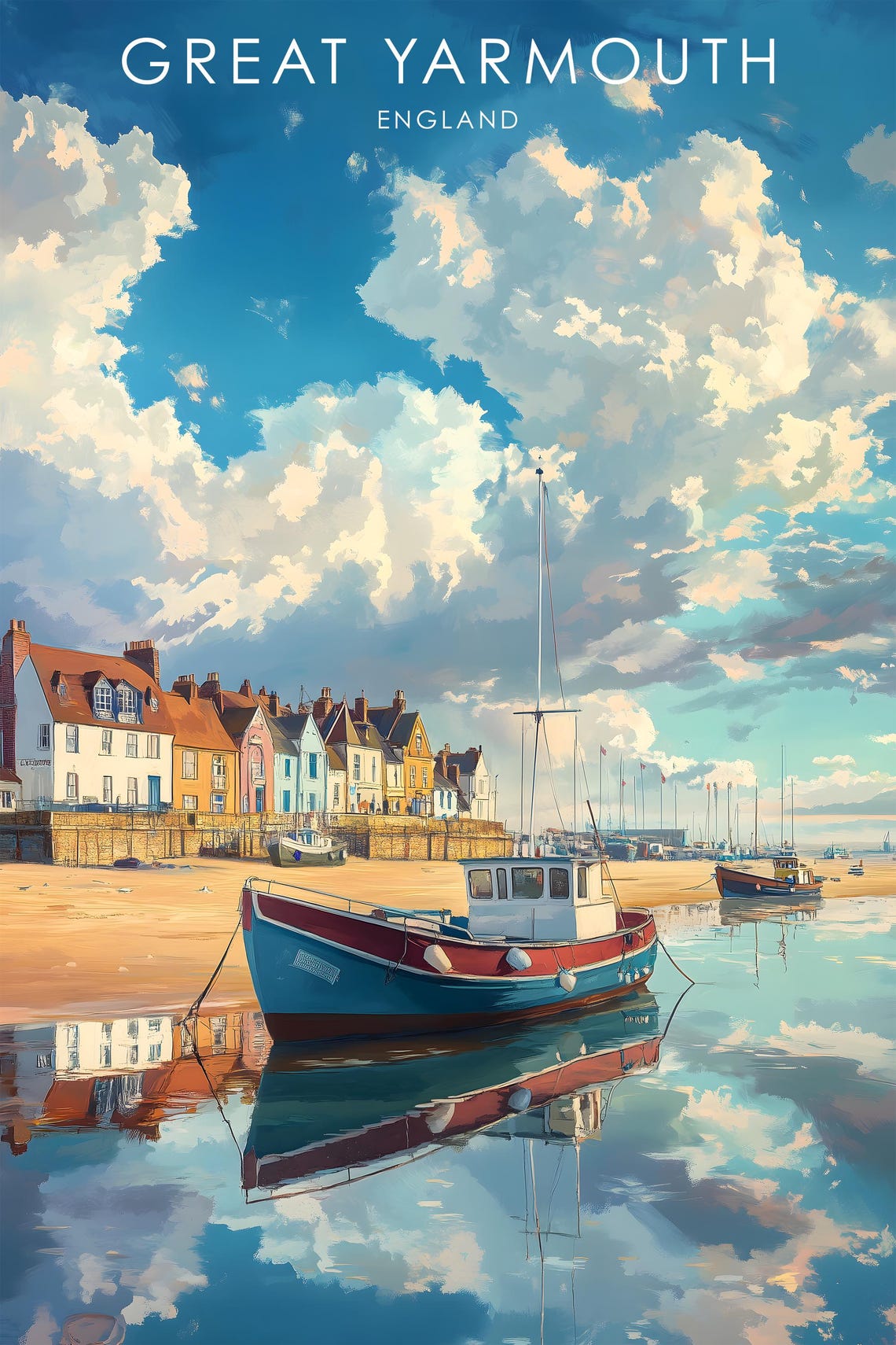 Great Yarmouth Travel Print England Wall Decor Great Yarmouth Poster Uk Coastal Art England Travel Prints Great Yarmouth Art Print - Image 3