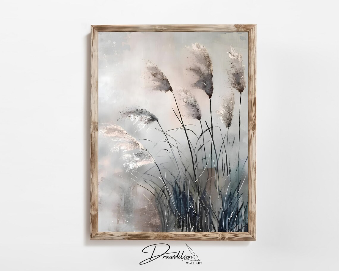 Reeds Neutral Coastal Art Print, Country Decor