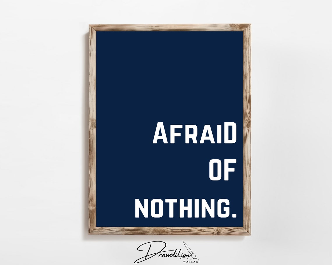Afraid Of Nothing Navy White Bold Minimalist Motivational Gym Poster