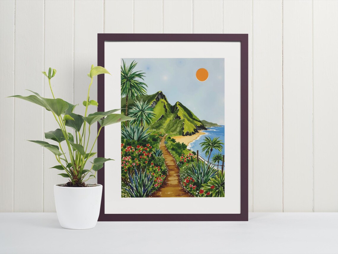 Kauai Watercolor Art Print, Na Pali Coast Travel Poster