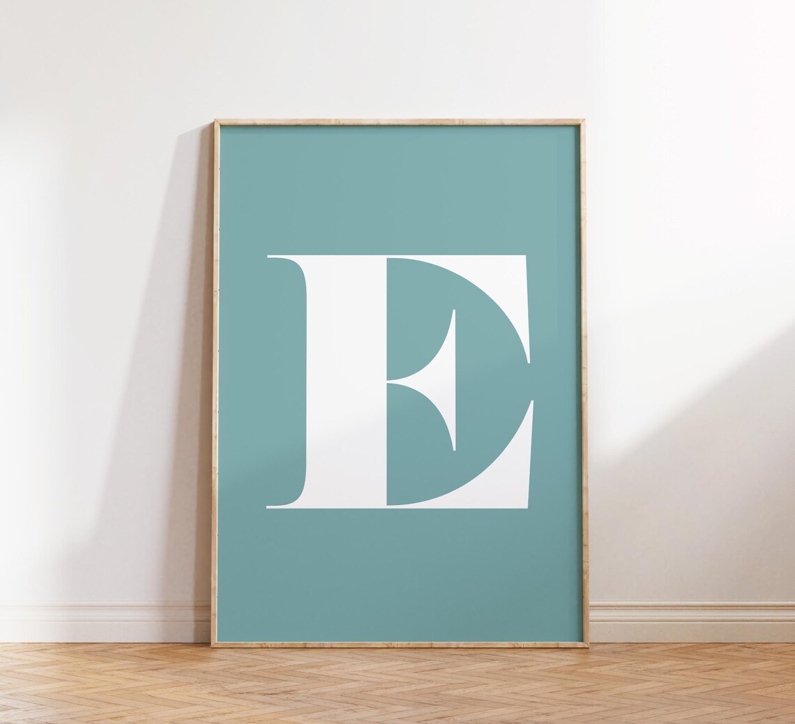 Letter E, Alphabet Wall Art Print for Dorm Decor