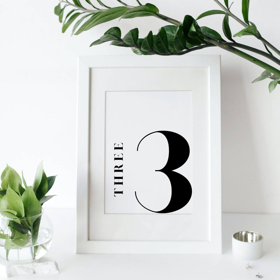 Minimalist Number 3 Art Print, Scandinavian Decor - Image 5