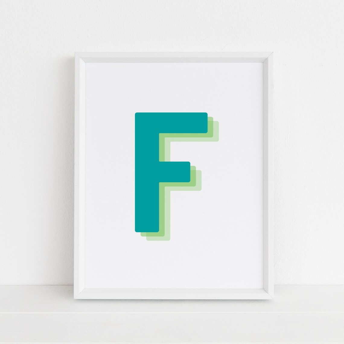 Retro 3D Letter F Monogram Alphabet Print
