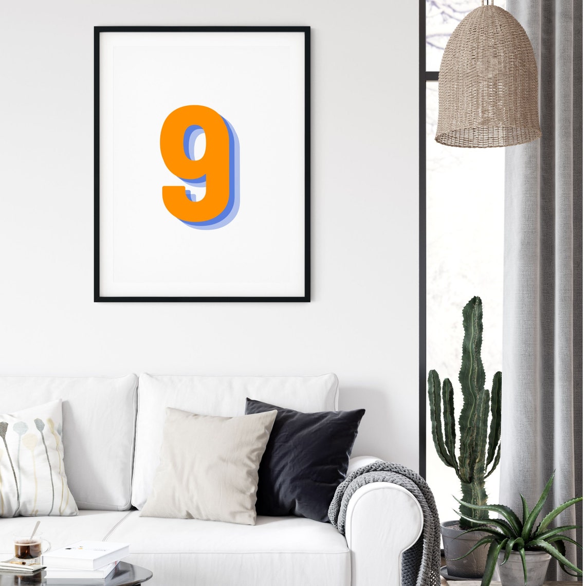 Retro 3D Number 9 Poster, Monogram Nine - Image 3