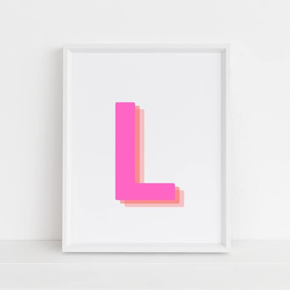 Retro 3D Letter L Wall Art Print