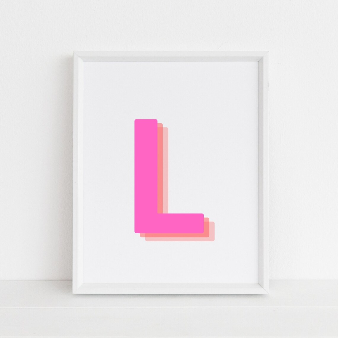 Retro 3D Letter L Wall Art Print