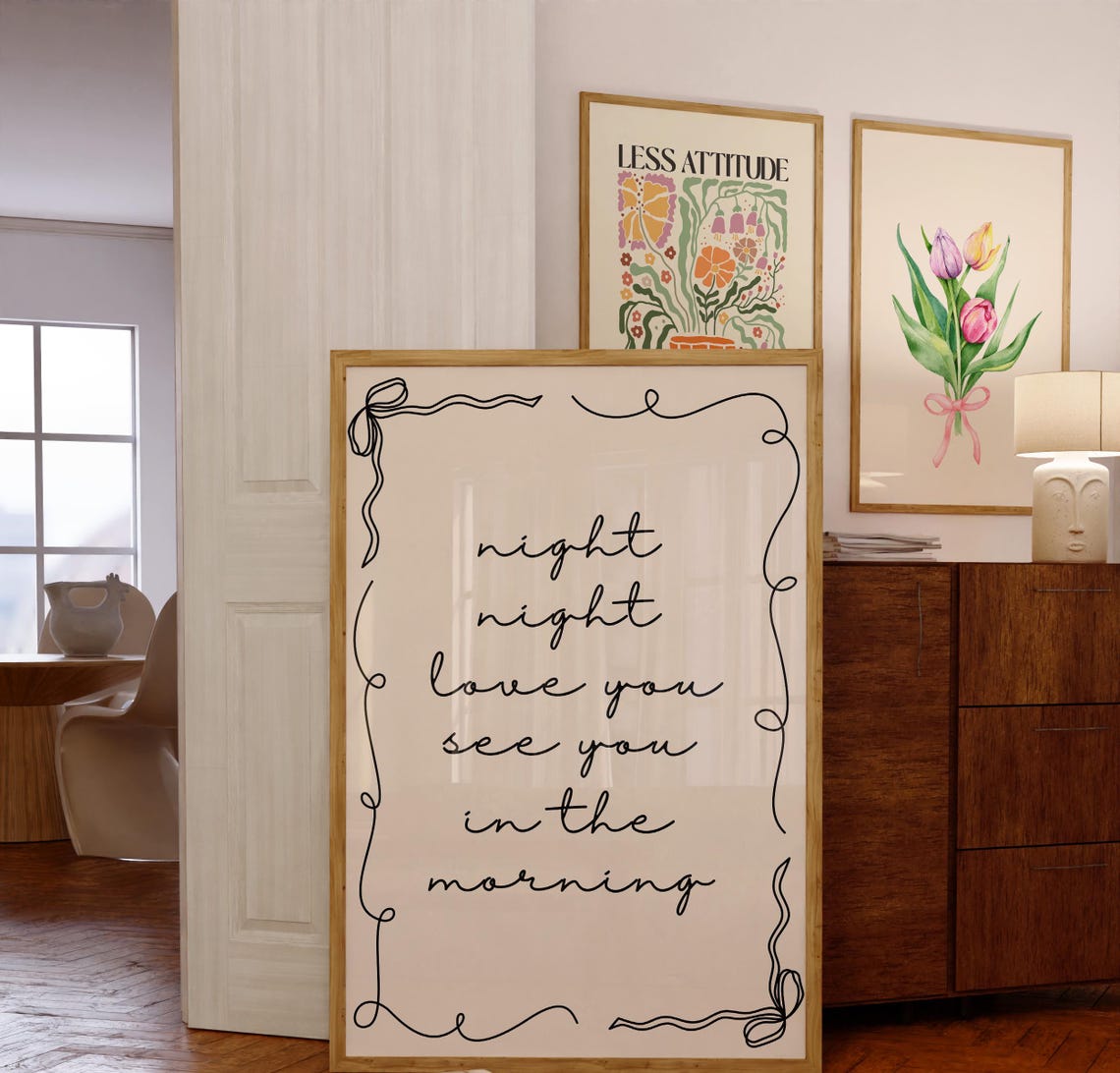 Night Night Love You See You in the Morning Sweet Quote Wall Art