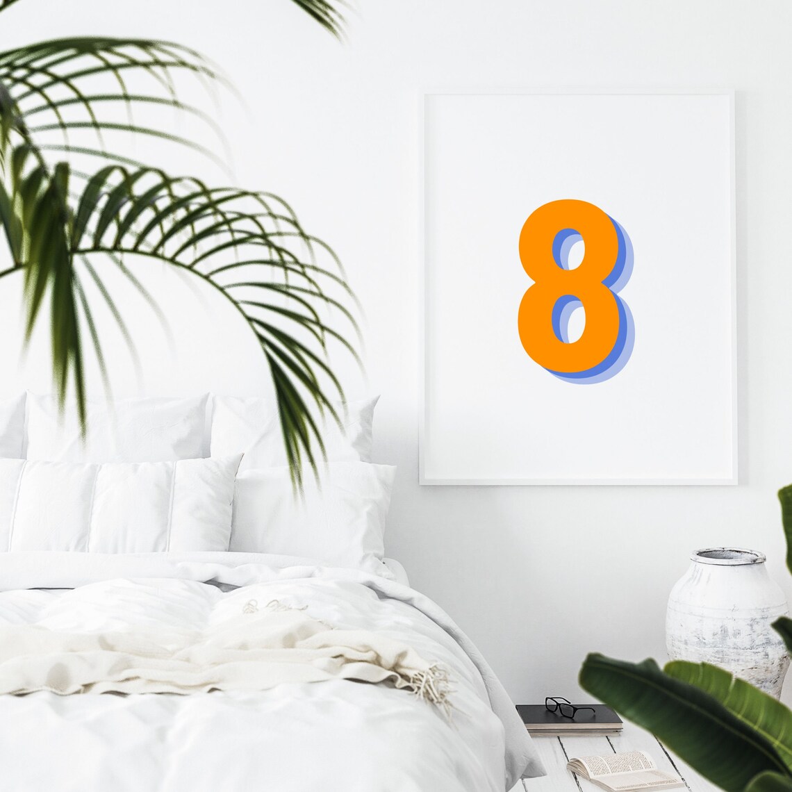 Retro 3D Number 8, Monogram Eight Poster - Image 3