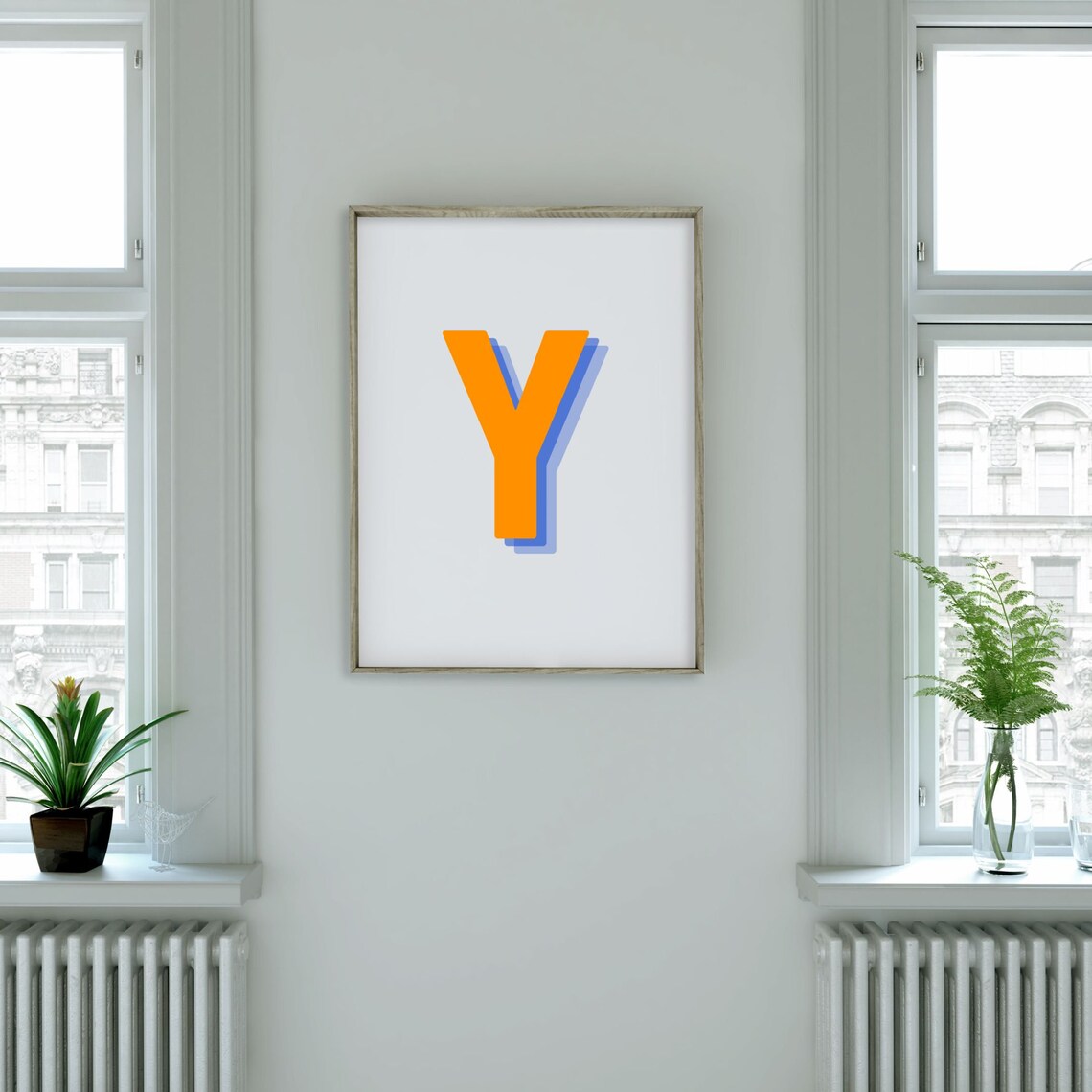 Retro 3D Letter Y Monogram Alphabet Art Print - Image 3
