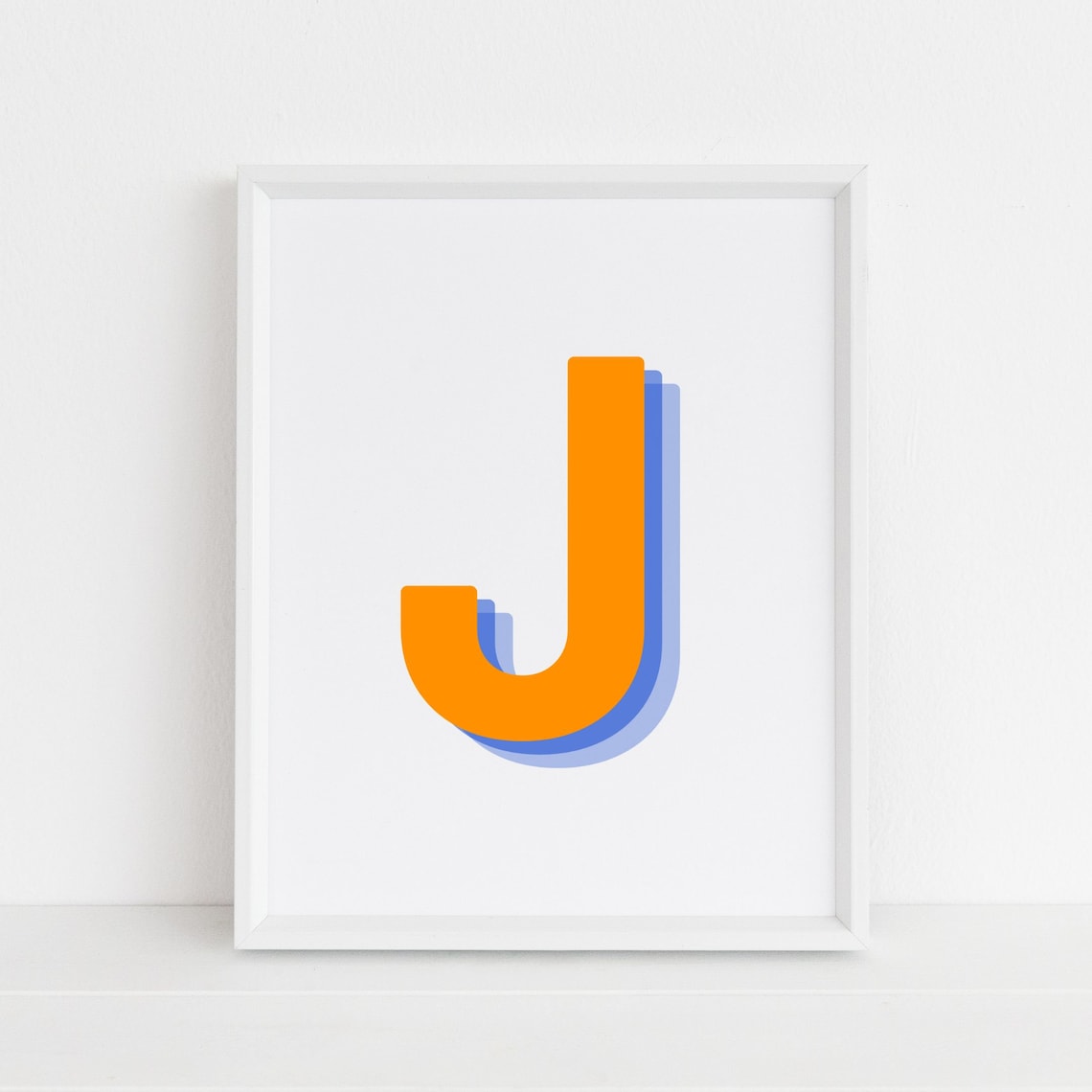 Retro 3D Letter J Monogram Alphabet Art Print