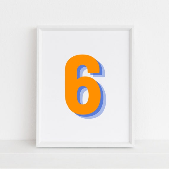 Retro 3D Number 6 Monogram, Birthday Age Poster