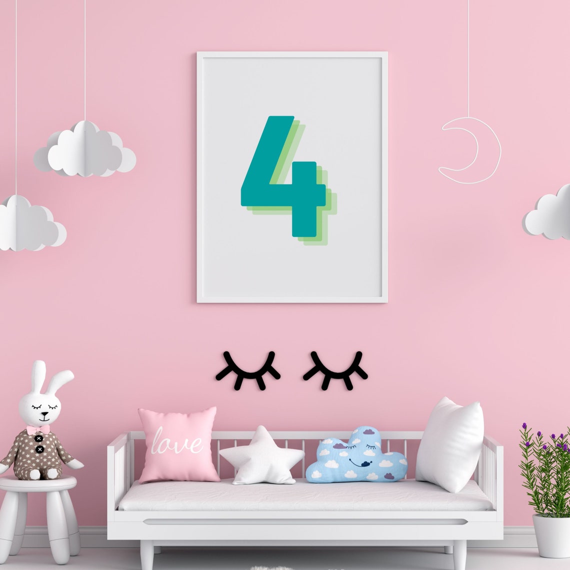 Retro 3D Number 4 Birthday Age Poster - Image 2