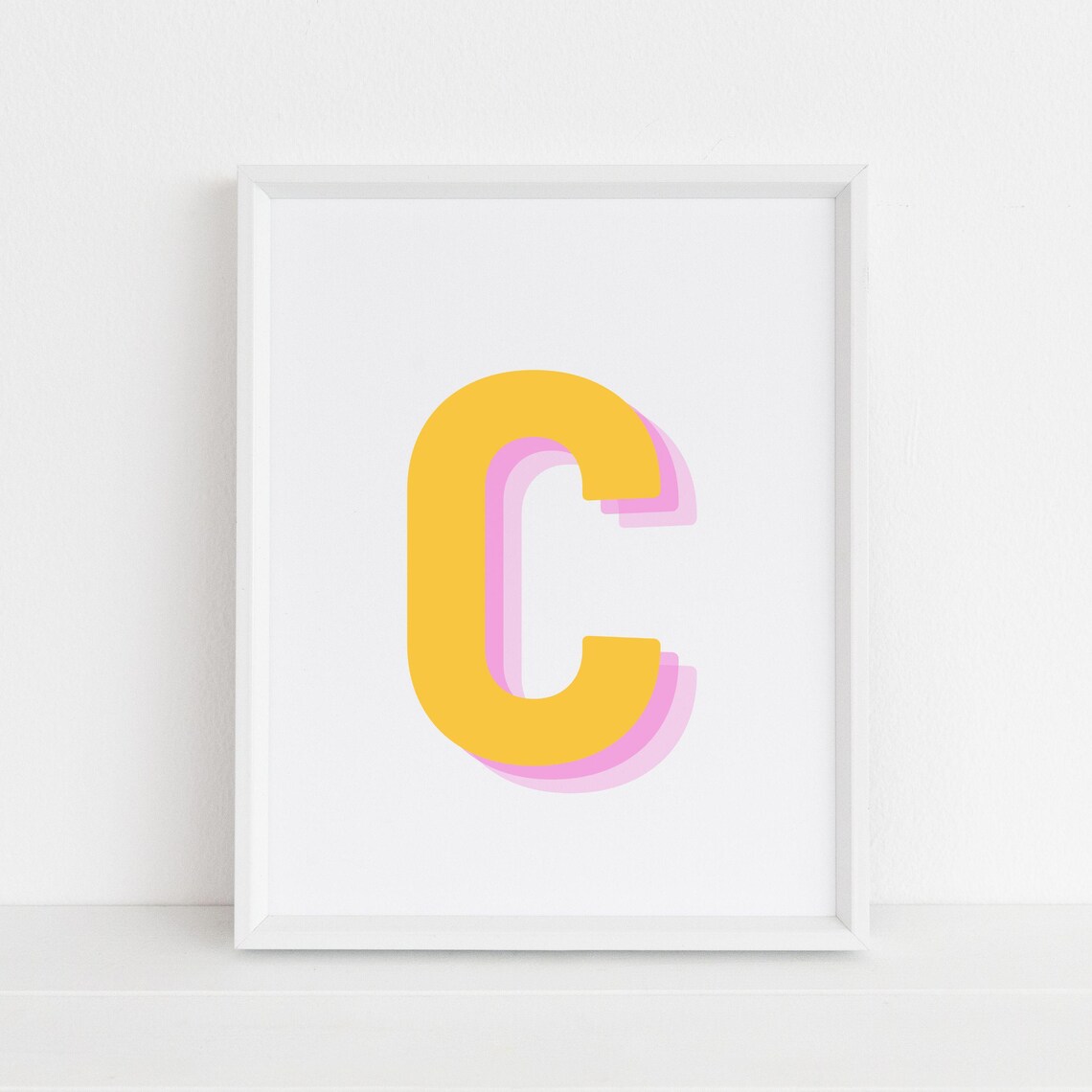 Retro 3D Letter C, Monogram Alphabet Poster